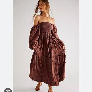 Free People Red Long Sleeve Sundress